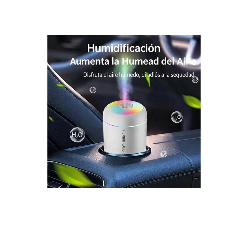Mini Humidificador de Aire para Coche 180ML Difusor de Aroma Eléctrico USB Purificador de Aceites Esenciales Fabricador de Niebla de Aromaterapia Luces para Hogar y Dormitorio